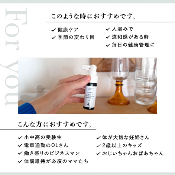 だいじょうぶなもの　マヌカ＆レザーウッドハニースプレー　ミント